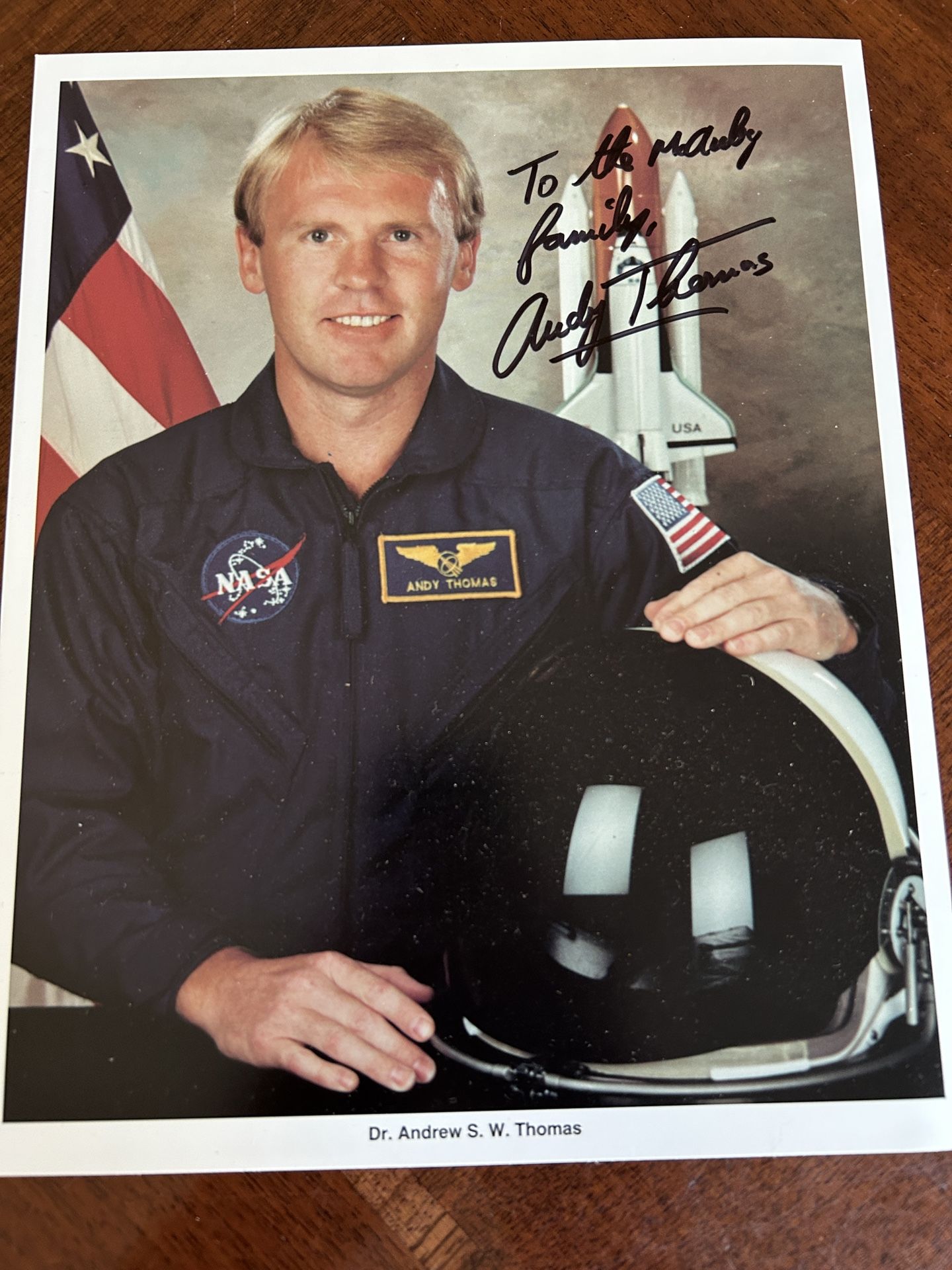 NASA astronaut autographed color 8” x 10” photograph by Andrew Thomas