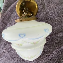 Antique  Painted Japanese Glass Pendant Light