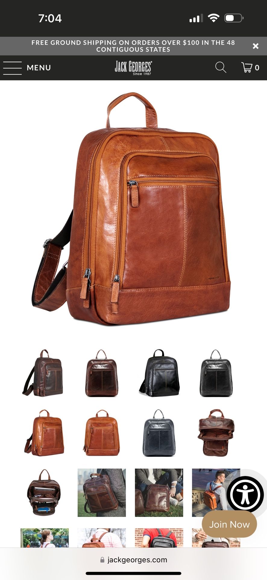 Jack Georges Leather Backpack