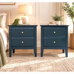 Navy Refinished MCM Nightstands