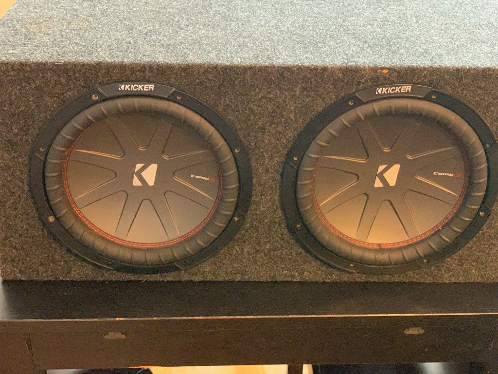 Kicker CompR 12 inch sub and Polk 4-channel amp