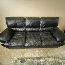 $55 Black Real Leather Couch 7ft