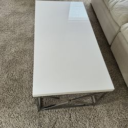 Beautiful White Laminated Coffee/Living Room Steel Body Table