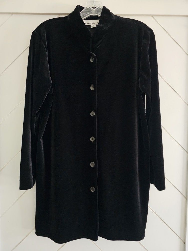 Caroline Rose Black Velvet Botton Front Tunic