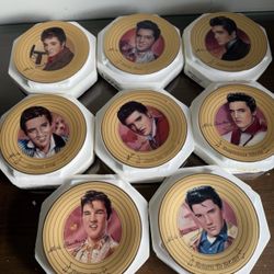 Bradford Exchange Elvis Presley 8x Solid Gold Collection Plates COA