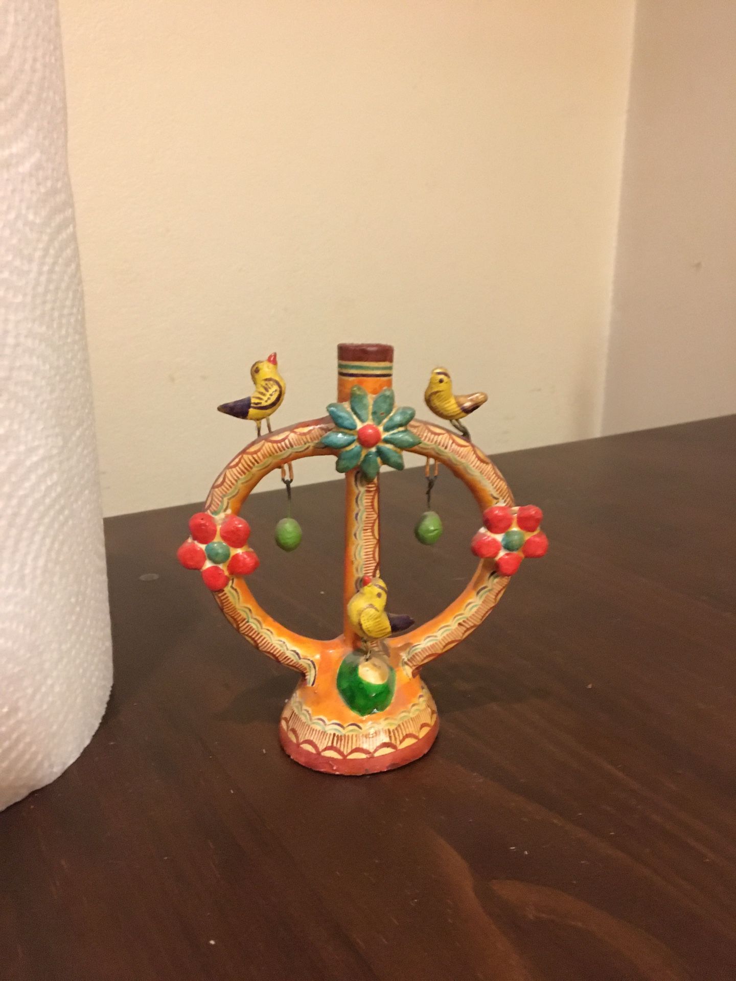Small Mexican Folk Art Candle Holder