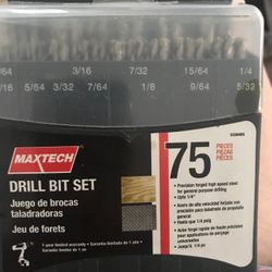 Max tech Drill Bit Set 75p New Unopened MAXTECH 53385MX 75pc Titanium Coated Drill Bit Set