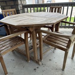 Custom Teak Patio Table And 4 Chairs