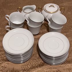 Fine China- White & Gold Small Dishes Set-31 Pieces