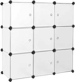 SONGMICS Cube Storage Organizer Closet Shelves Set of 9 Plastic Cubes - White