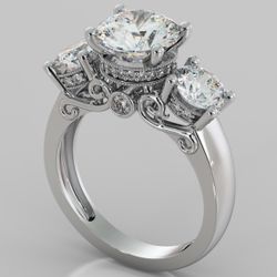 2ct Engagement Ring Size 6.5 14k White Gold