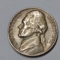 1941  Pre -WWar II Silver Nickel