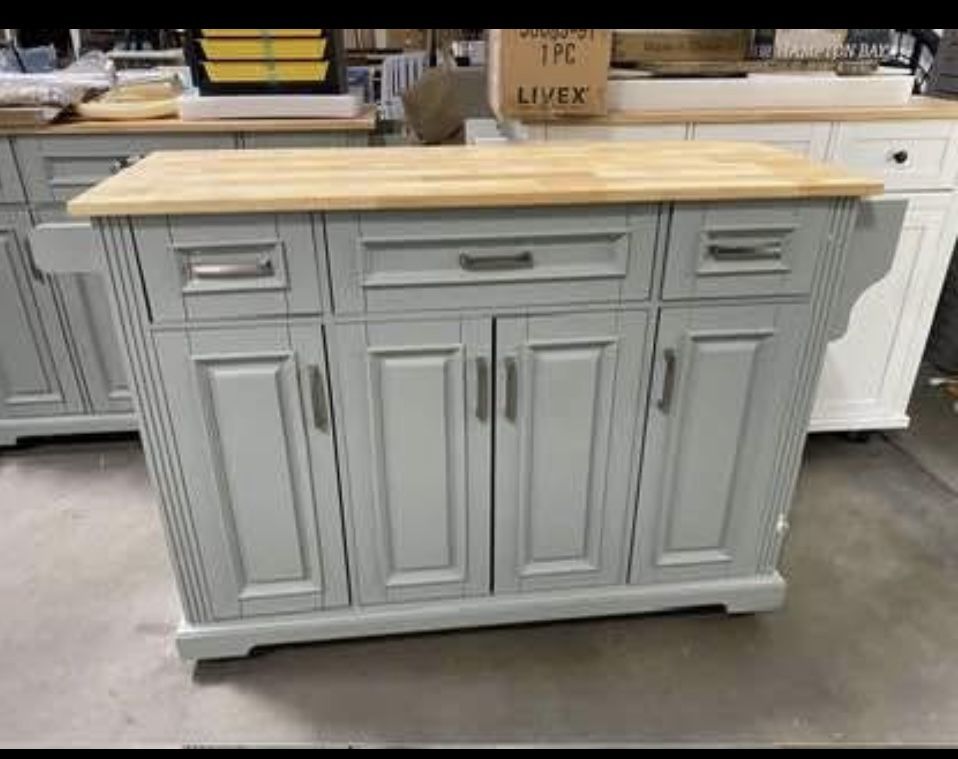 New Assembled 54" Kitchen Island on Wheels w/ Drop Leaf Rolling Storage Kitchen Cart