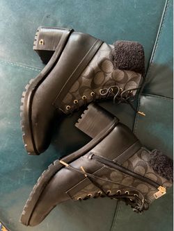 Coach Signature Lace-Up Combat Boots 7-7.5