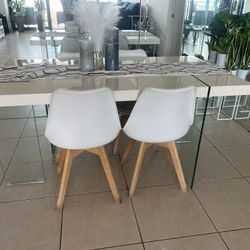 Modern Dining Table + 2 Chairs – Like New 