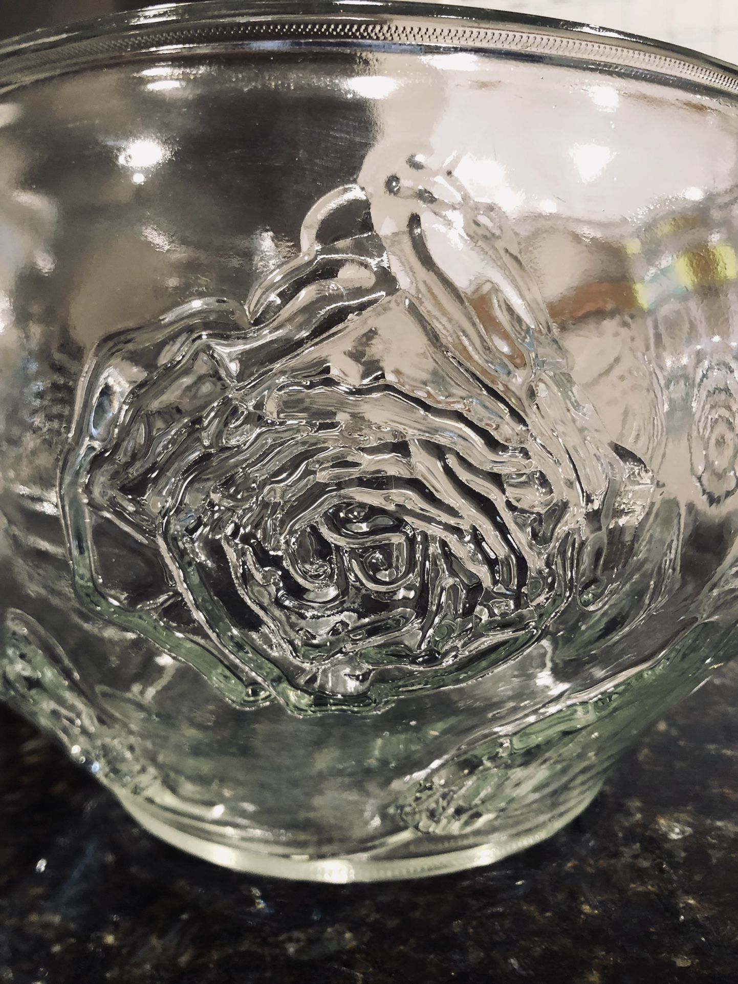 17pc. Clear Vintage Punch bowl Set