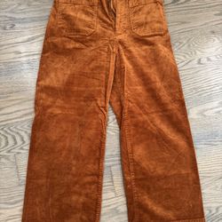ANTHROPOLOGIE MAEVE COLETTE CROP WIDE LEG CORDUROY PANTS ORANGE BROWN WOMEN 26
