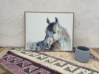 Framed Watercolor Horse Portrait Painting