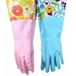 New Latex-Free Household Gloves, 2 Pairs, Pink and Blue Size M
