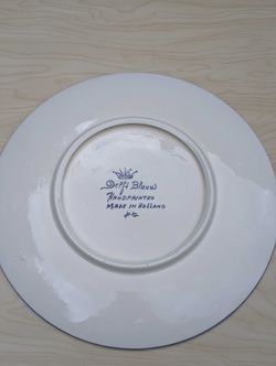 Delft Blauw Windmill Charger Plate - Hand-Painted, Holland