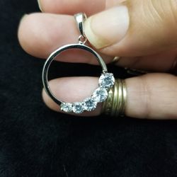 Solid Sterling Silver Pendant With 5 Cubic Zirconias