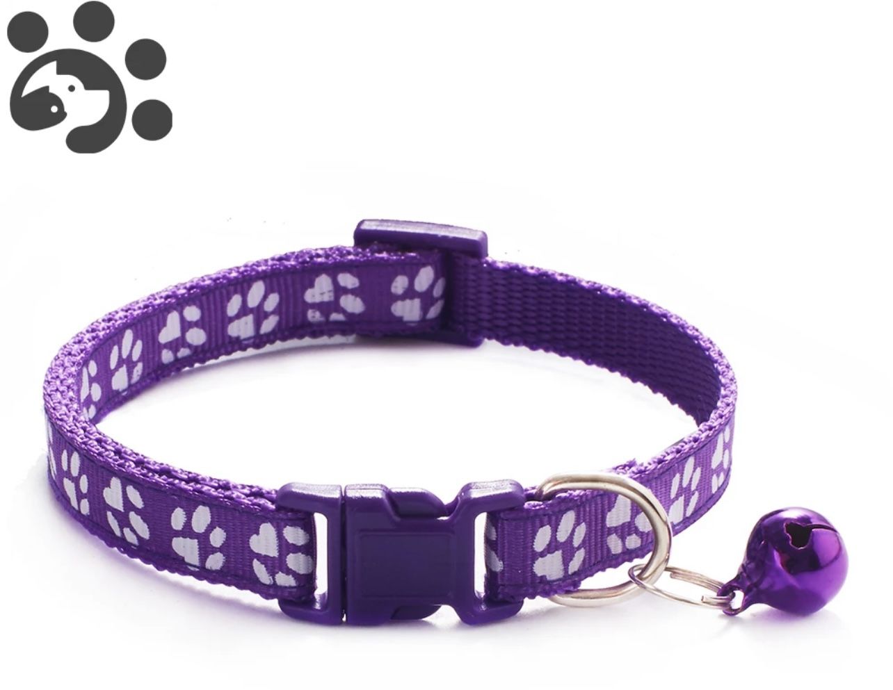Cat Dog Collar with Bell Adjustable Buckle Basic Collar Durable Nylon Collars.  