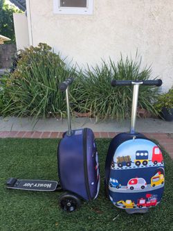 Kids Scooter Suitcase 2-in-1 Ride-On Carry-On Travel Luggage 2 types