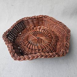 Handwoven Decorative Wicker Basket Bowl – Brown – 10¼" Diameter
