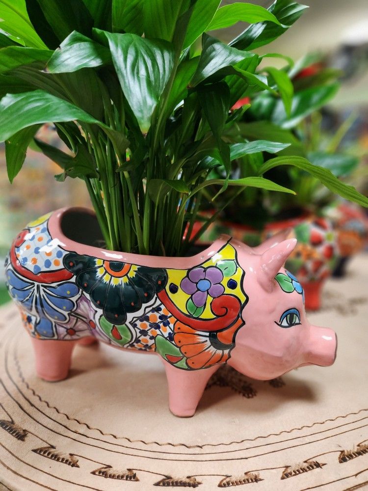 Talavera Pig Planter 🐖 🪴 Medium Size,Mexican Handmade🇲🇽In Casa Barajas ClayPots #1,Cypress Ca.