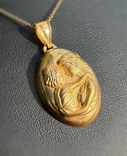 Jewelry 14k Yellow Gold Oval Mother and Child Pendant charm