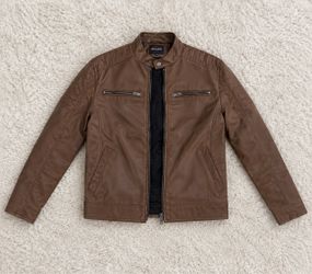 Bigazzi Brown Faux Leather Moto Jacket