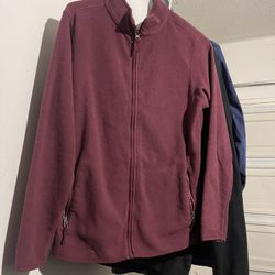 Men’s Burgundy Fleece Zip Up 