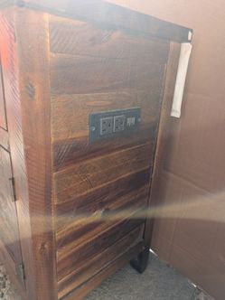 Wood Nightstand with Built-In Power Outlets and USB