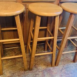 3 Wood Bar Stools $80