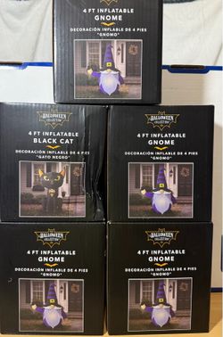 Halloween Collection 4 FT Inflatable Gnome & Black Cat