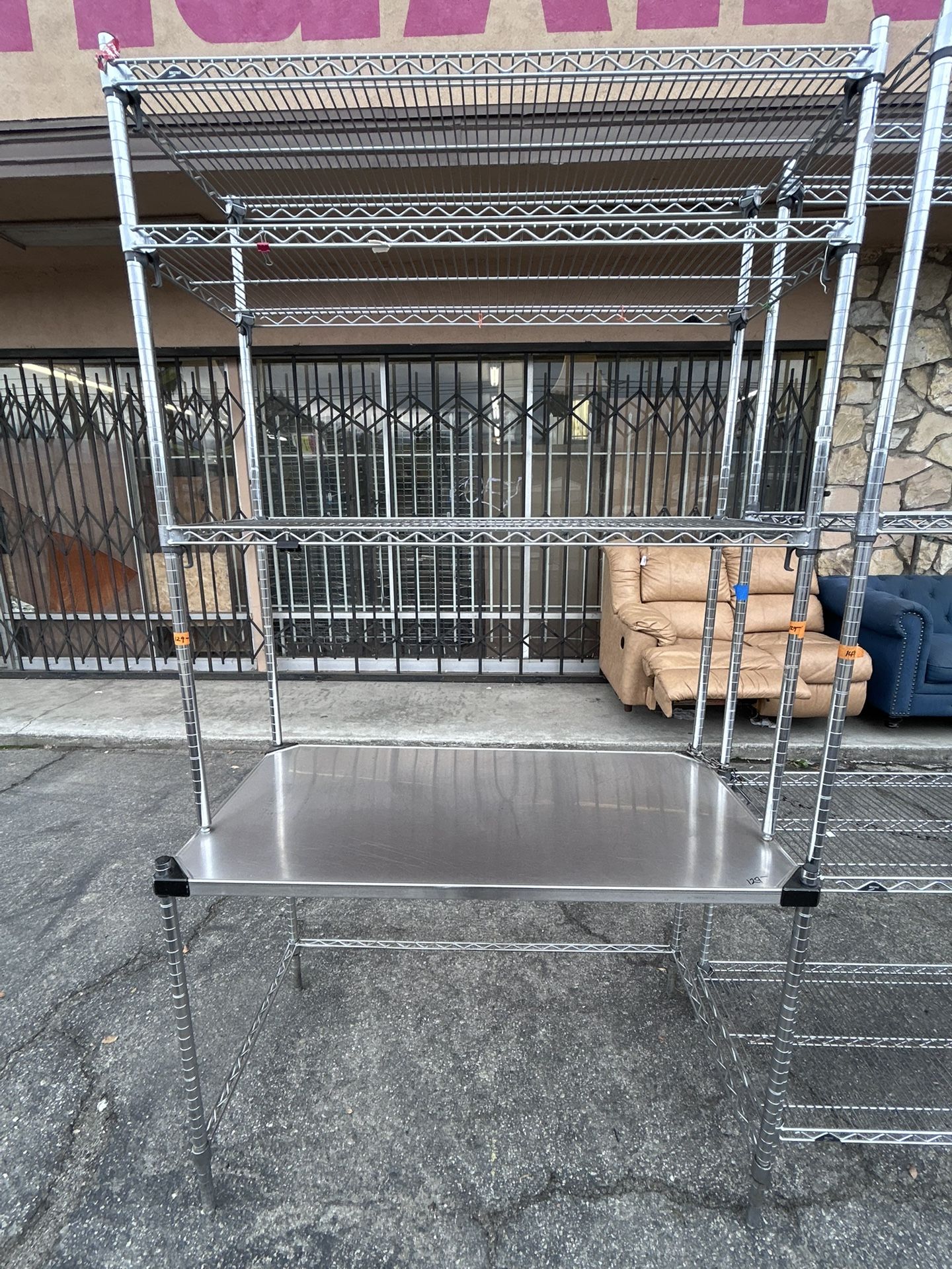 Heavy Duty 4 Ft Wide Commercial Chrome Wire Shelving Unit w/ Steel Tabletop