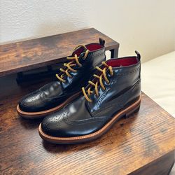DSQUARED2 Men's Black Leather Wingtip Brogue Boots – Made in Italy