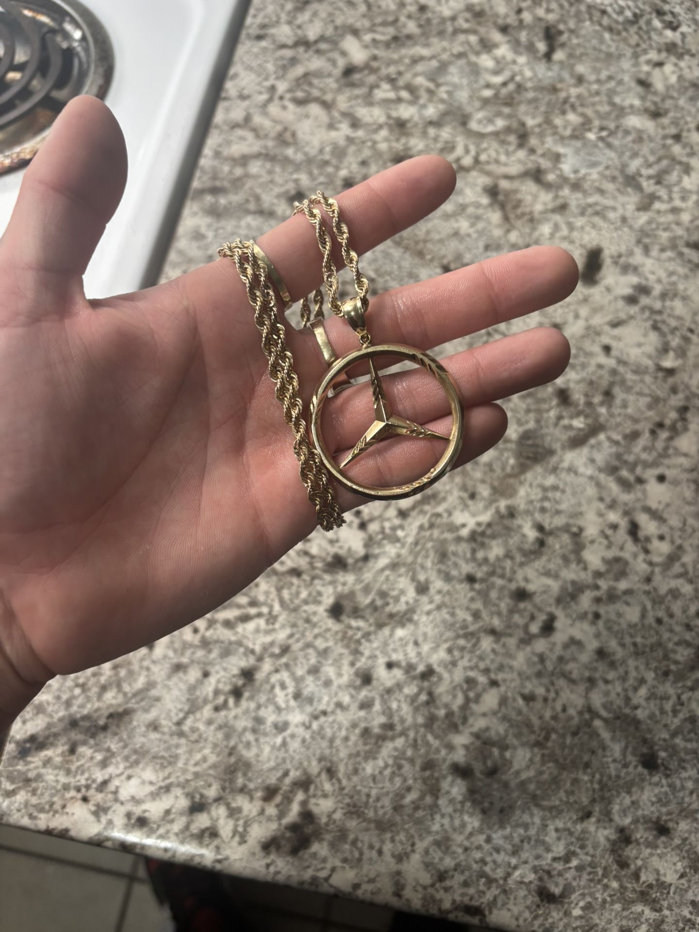 10k Gold Chain N Mercedes Pendent 17+grams