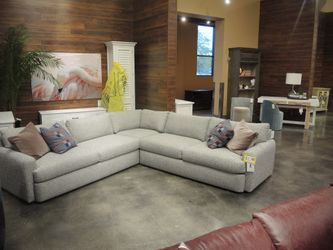 Jonathan Louis High Point Showroom 3 Piece Sectional - Gray And Cream Salt-And-Pepper | L-Shaped Couch | Corner Couch