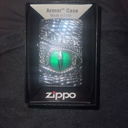 Zippo Armor Green Dragon Eye Deep Carved High Polish Chrome Lighter 28807