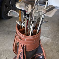 Women Golf Clubs And Leather Bag