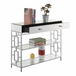 Town Square 1 Drawer Mirrored Console Table - Silver