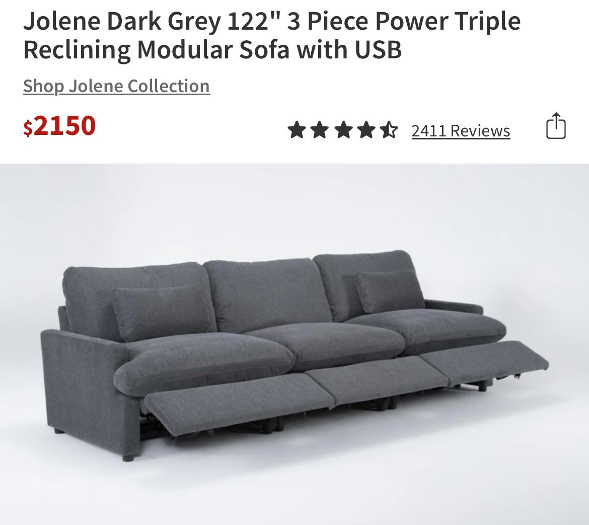 Living Spaces Recliner Sofa