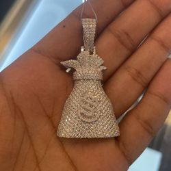 Mossinite Money Bag Pendant 