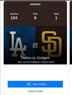 San Diego Padres vs Los Angeles Dodgers - Sat