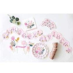 Floral Party Decorations For Girls - Pink Garden Party Supplies Set -Blush Party Decor For Kids First Birthday Or Baby Shower, Bridal Shower 98 Piece 