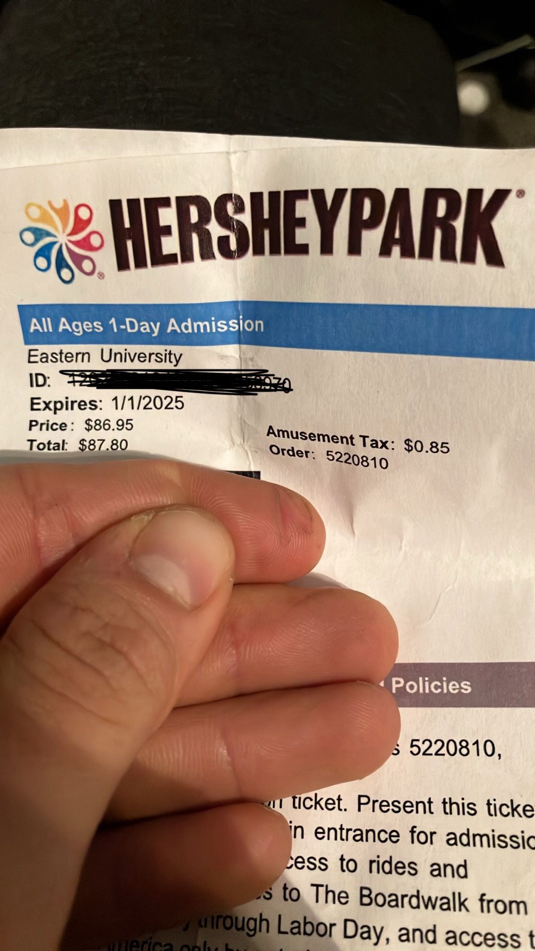 Hershey ticket