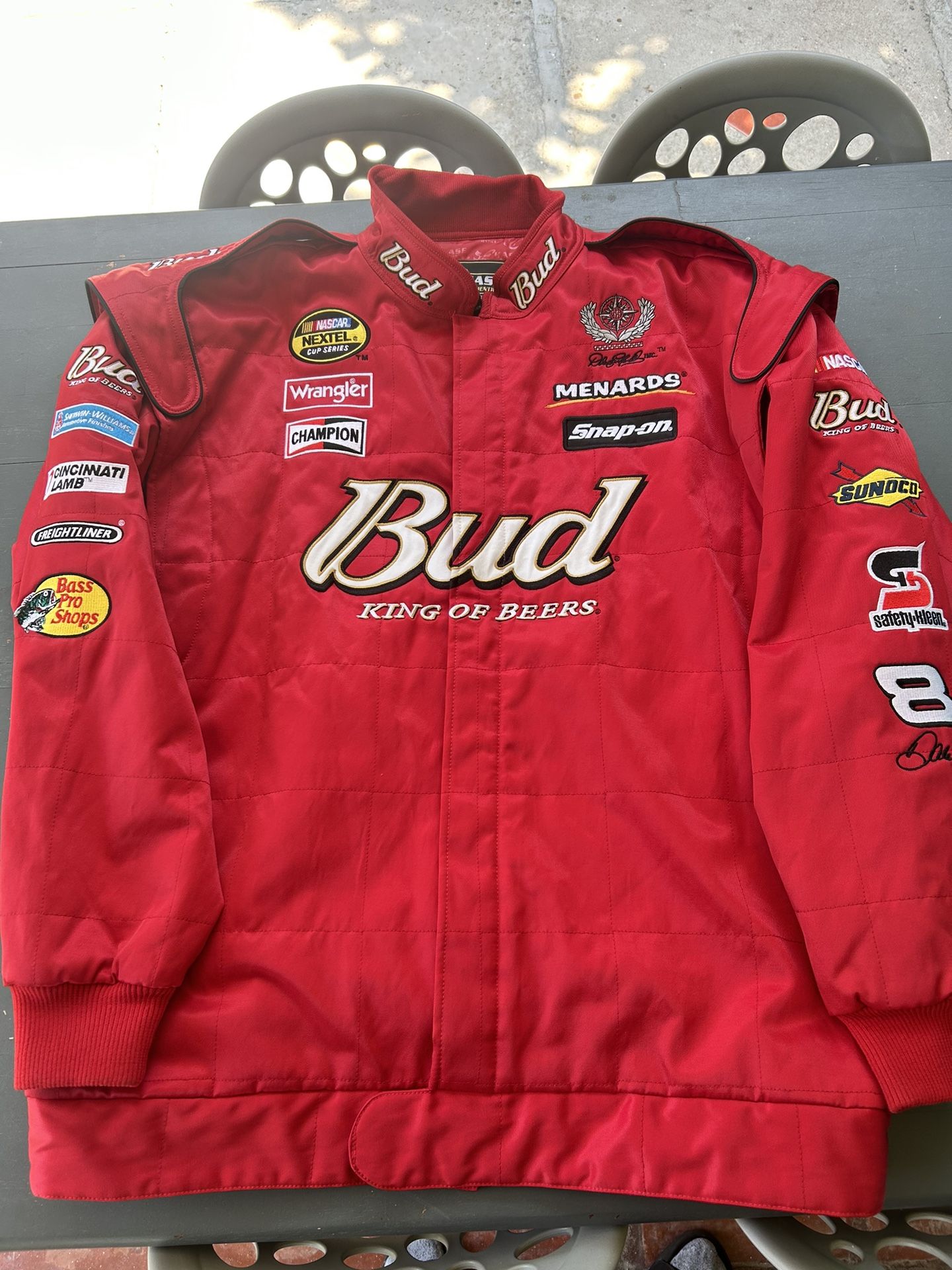 DALE EARNHARDT JR #8 BUD KING OF BEER RED TWILL JACKET 3XL BY CHASE