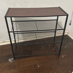 3-Tier Metal & Wood Shoe Rack 