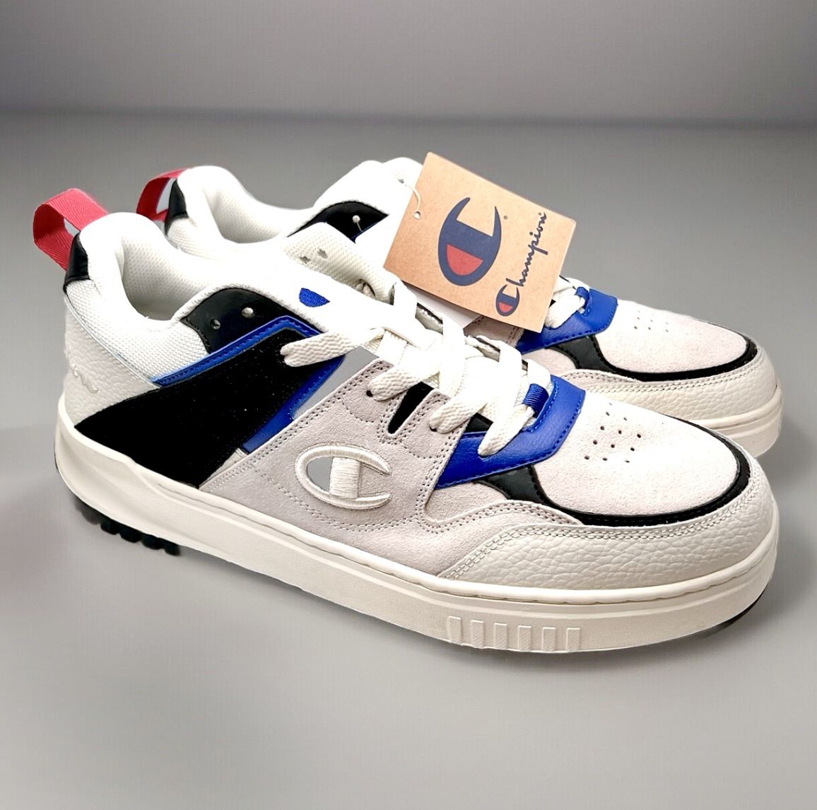 Champion Chalk/ Black/ Multi Fifty94 Dial Up Lo Suede Leather Sneaker